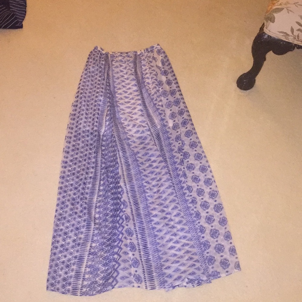 Blue and white maxi skirt
